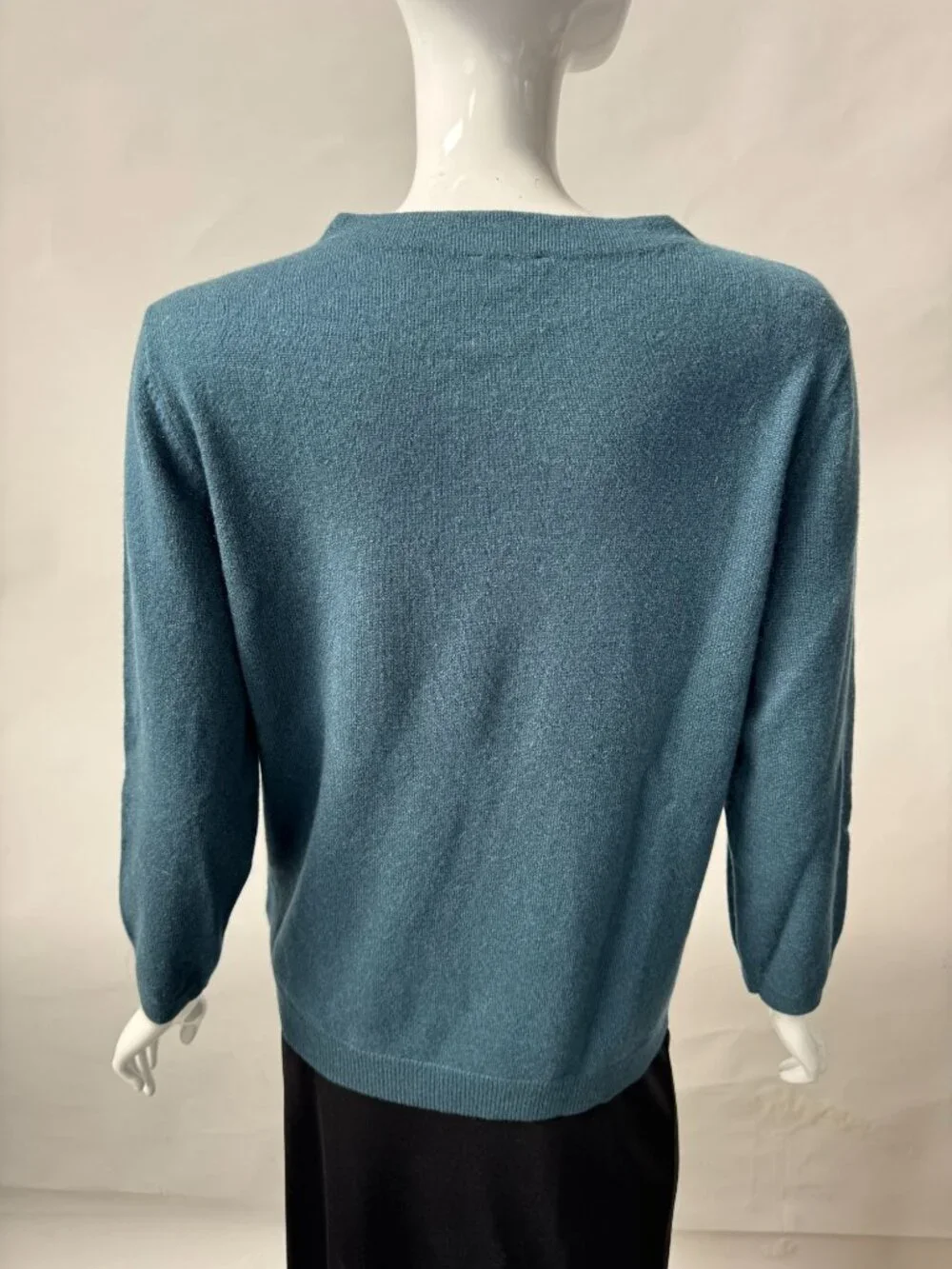 Talbots 100% Cashmere Teal 3/4 Sleeve Lightweight Sweater Womens Size L - Picture 15 of 16